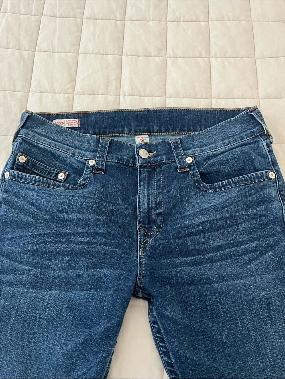 EUC True Religion Rocco Relaxed Skinny Jeans - Dark Blue size 34